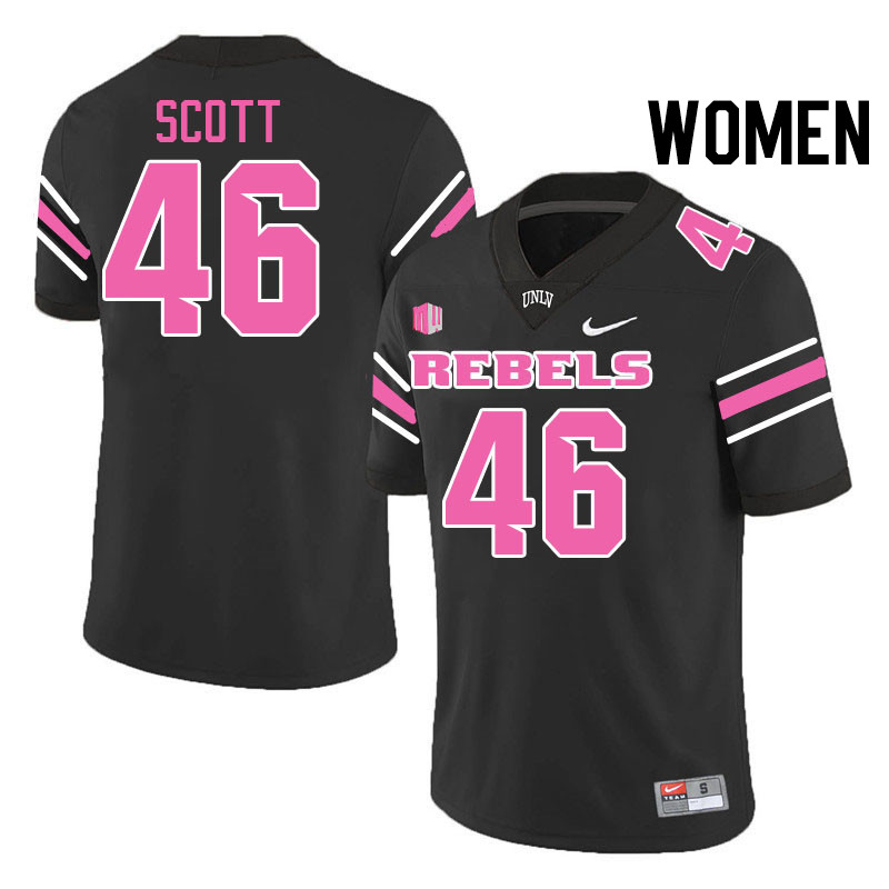 Women #46 Brennon Scott UNLV Rebels College Football Jerseys Stitched-Black